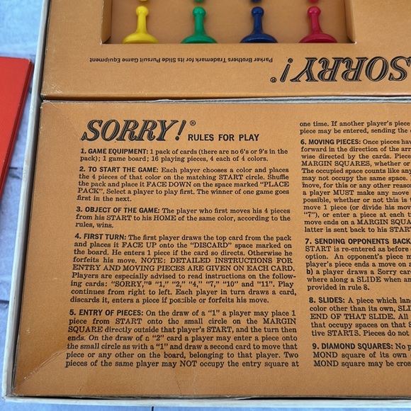 Sorry 1964 Parker Brothers Board game - Picture 8 of 10